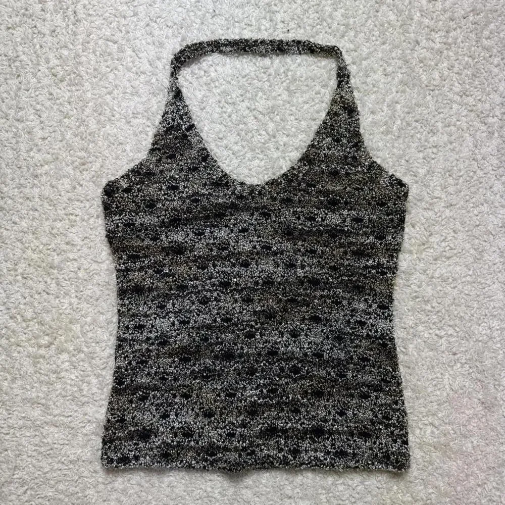 Vintage 1990's Y2K 579 Textured Stretch Halter Top XS NWT made in USA - Picture 1 of 7